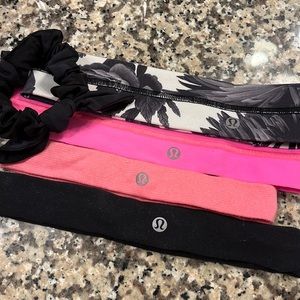 4 Lulu Lemon Headbands and One Scrunchie